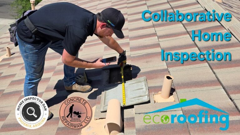 Home Inspector Dan inspecting a Gilbert, AZ home with a roofer and concrete specialist