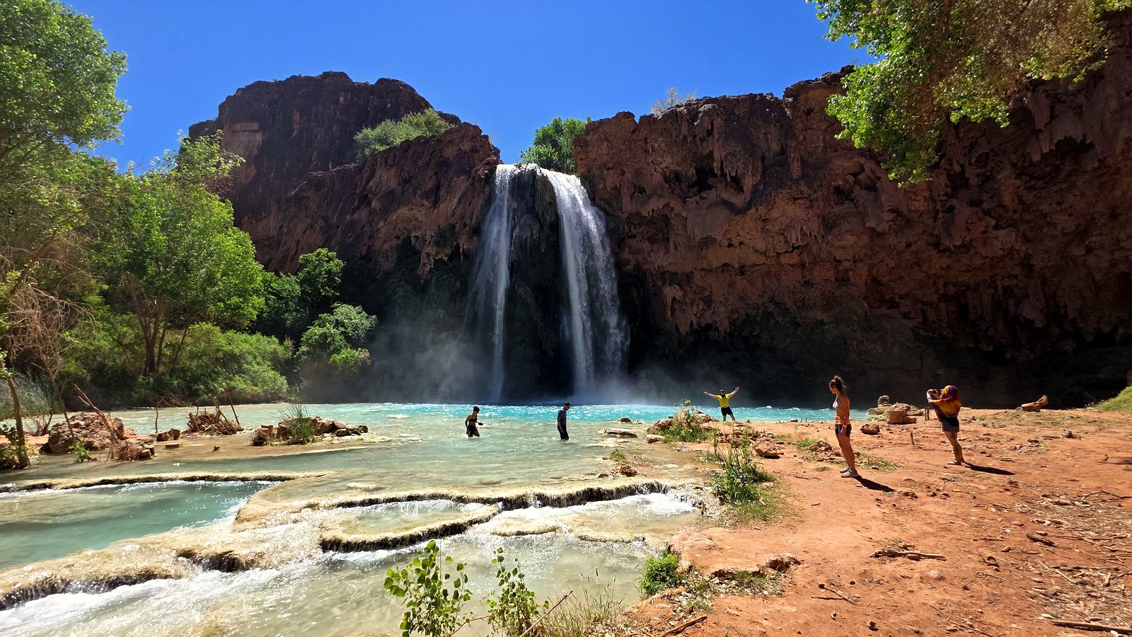 Havasu Falls and its turquoise pools near Supai, Arizona