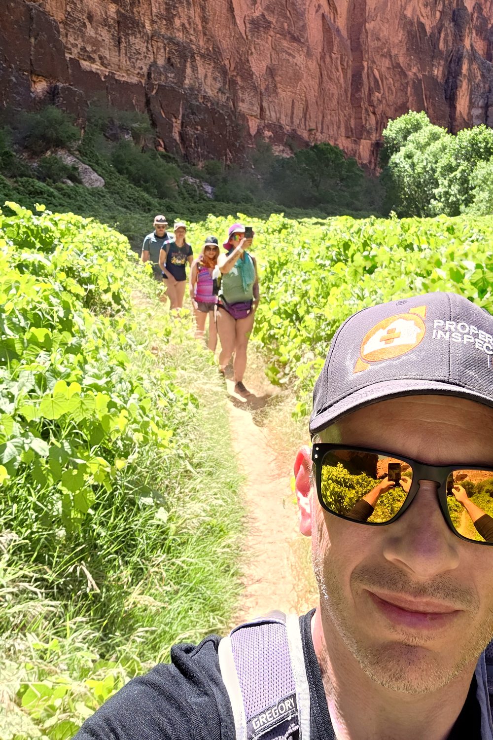Home Inspector Dan hiking the trail to Supai