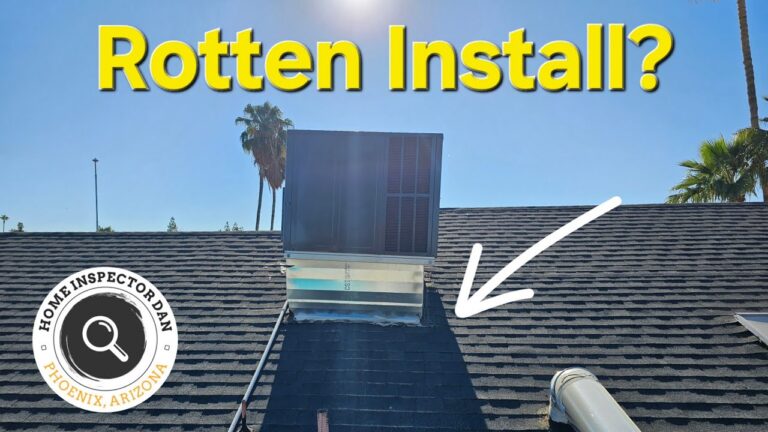 Rooftop HVAC unit sitting on damaged roof sheathing in Arizona