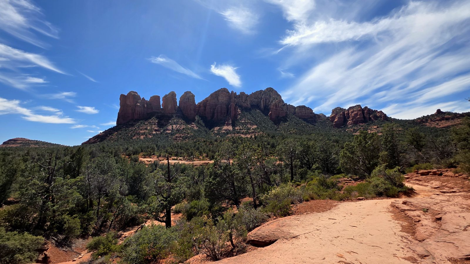 Sedona red rock formations seen from the Soldier Pass Trail in Sedona, Arizona